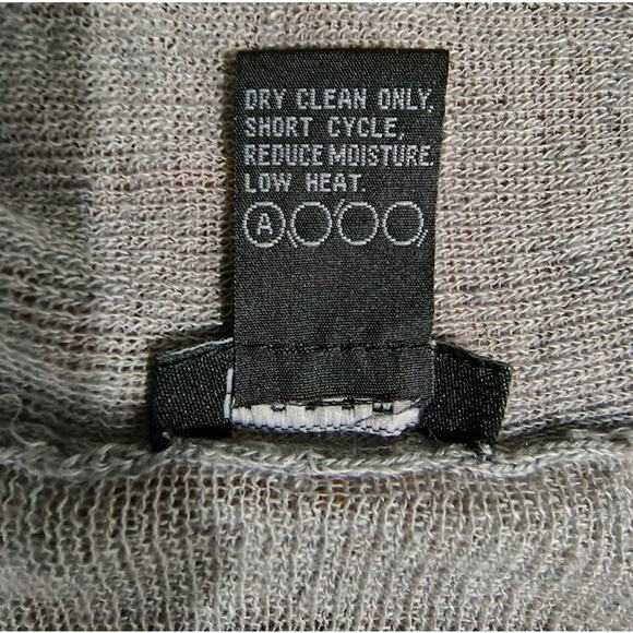 Doncaster Collection Open Front Long Linen Cardigan with Wide Collar Gray, Sz M - Picture 5 of 5